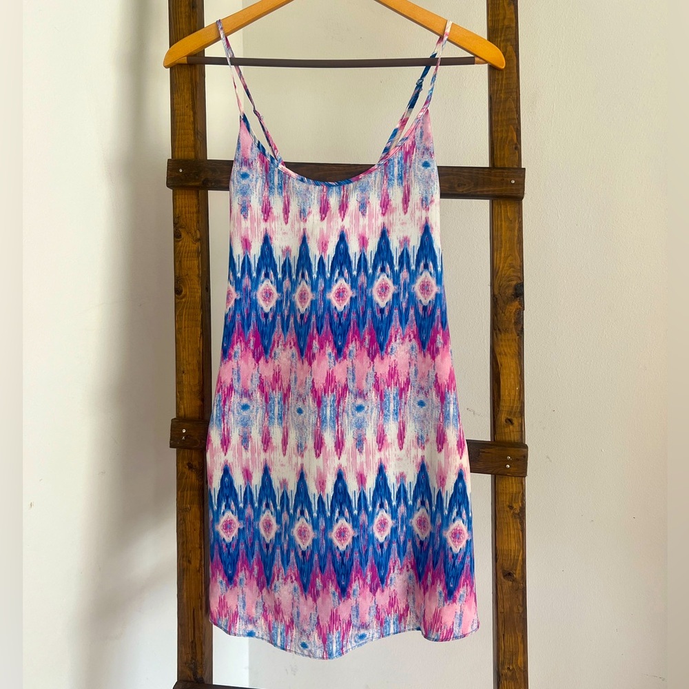 Forever 21 Dress Purple Blue Sleeveless Aztec Pattern Mini Dress women’s small